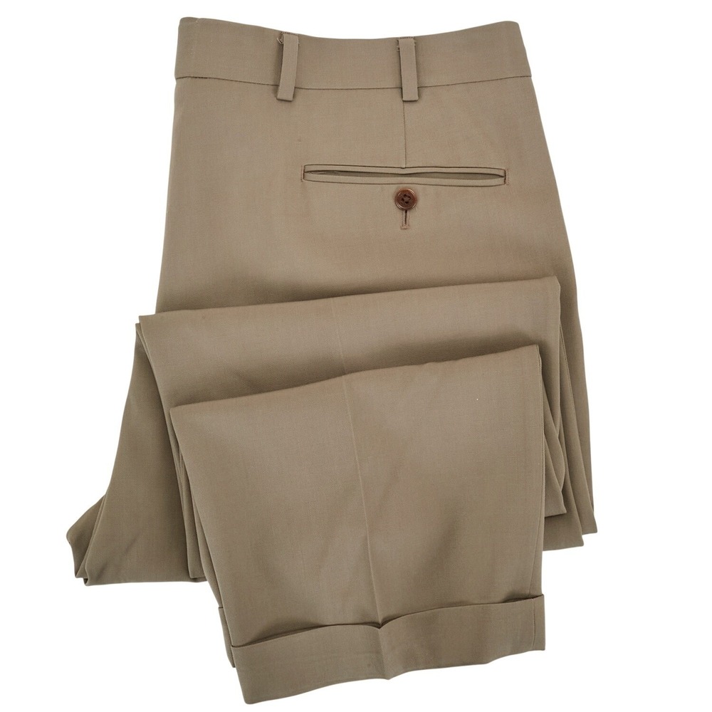 Brooks Brothers Dress Pants Mens 37x30 Tan Pleated 1818 Madison Wool Fits 38x29